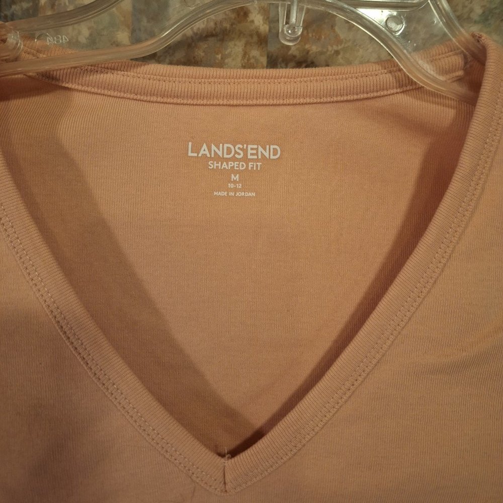 Pale pink l/s v neck tee Land's End size Medium - Picture 2 of 5